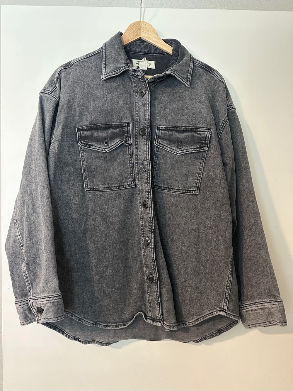 Madewell Washed Black Denim Shirt with Front Pockets, Size M